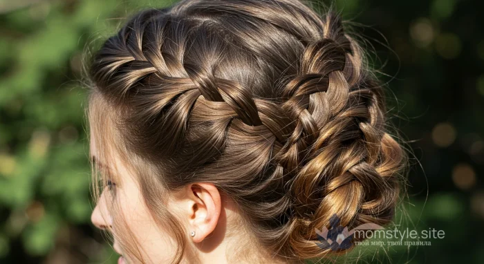 Девушка с элегантной и быстрой прической коса.