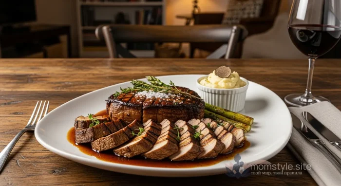 Грибной 'стейк' — ресторанное блюдо дома